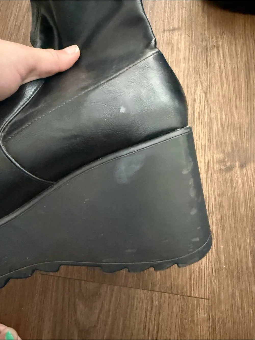 Black Platform Wedge Ankle Boots - Women's Fashion Boots size 7.5-8 - Picture 7 of 8